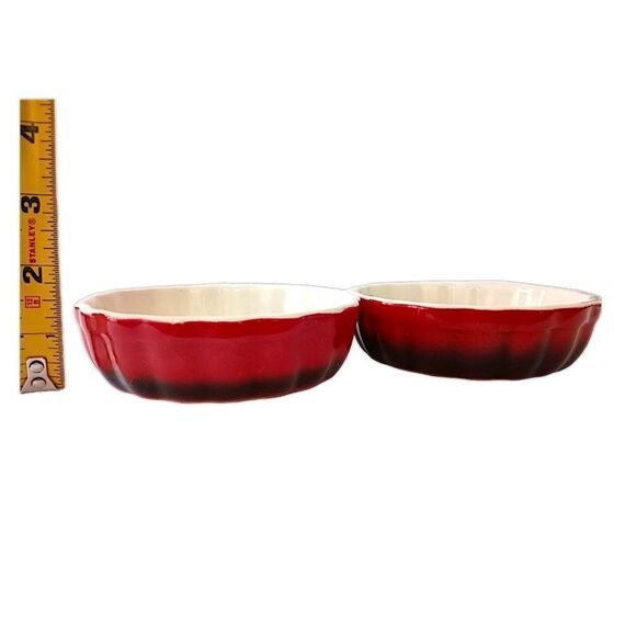2 ROCQ‎ Parisian Patisserie Ramekins Quiche Tart Pie Baking Dish Set Ombre Red - Picture 3 of 16